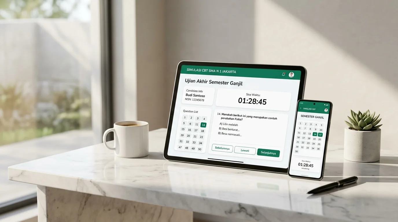 Penyimpanan data ujian Local-First di tablet dan ponsel pintar